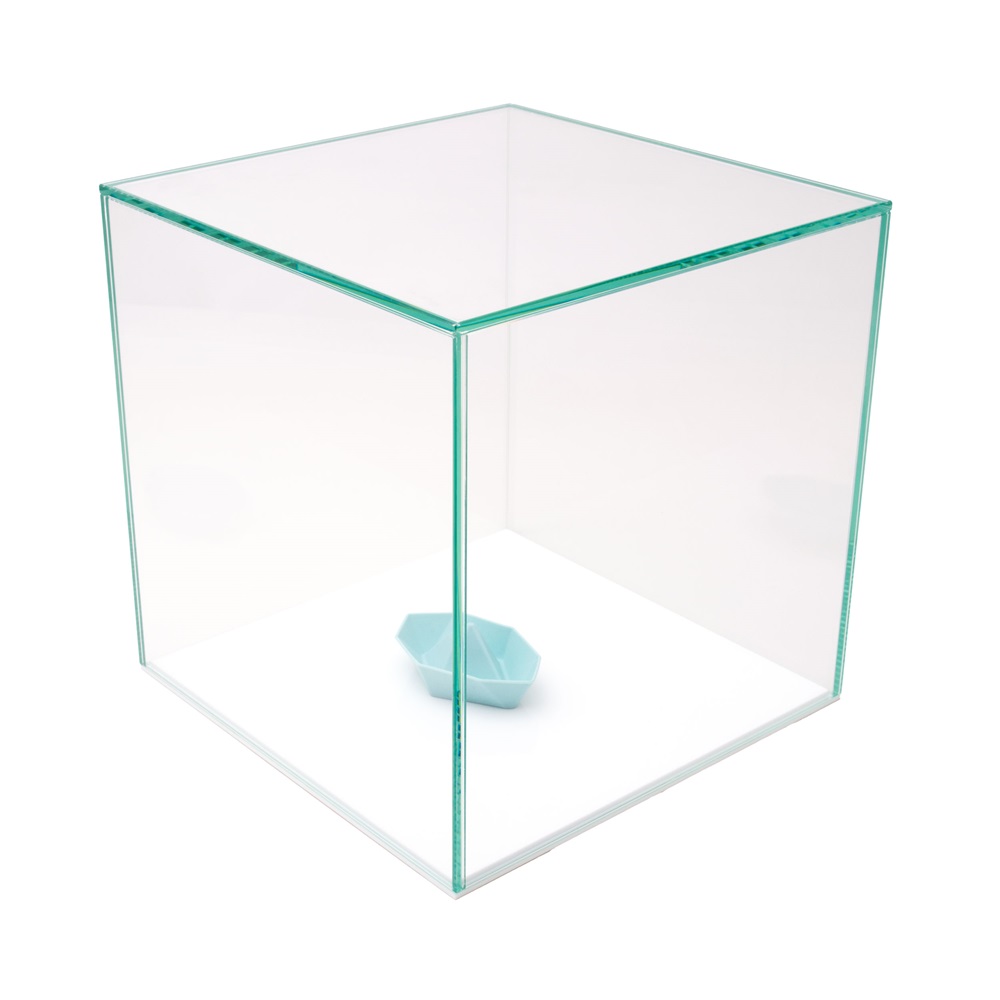 Glashaube mit Sockelplatte aus Acrylglas Weiß mit Deko Schiff 